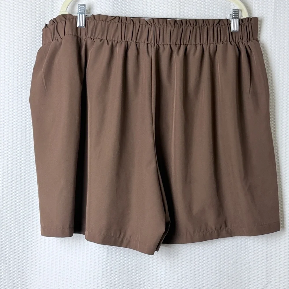 Unbranded Pleated Shorts Women's 3XL Dark Brown Academia‎ Elastic Back High Rise